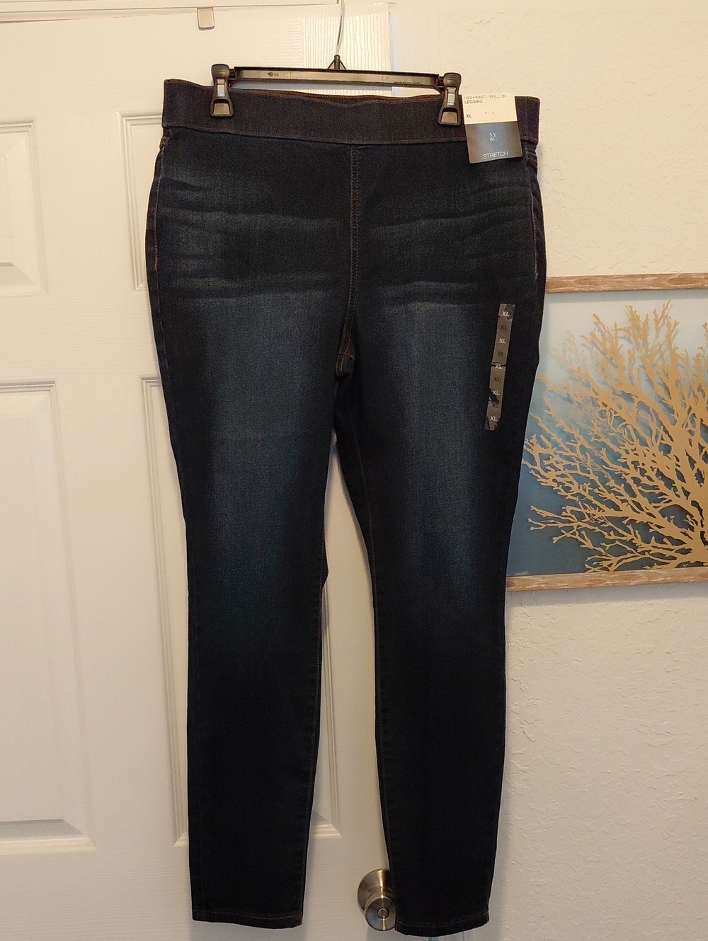 New York & Company Dark Blue Stretch Pull-On Jeggings